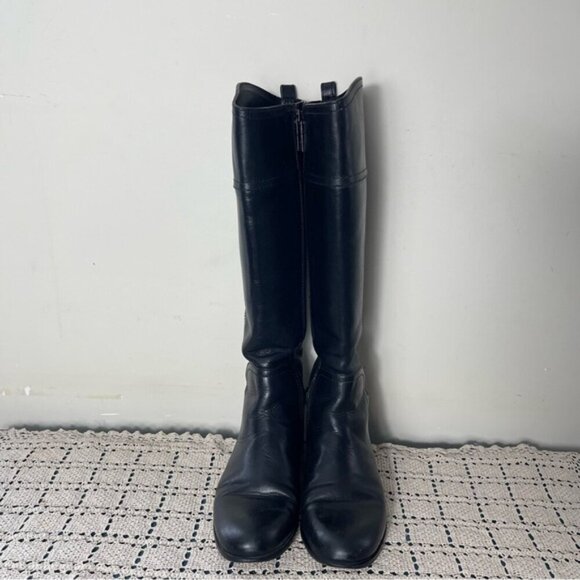 Tory Burch Black Leather Riding Boots Women's Size: 7M Gold hardware - Picture 6 of 14